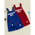 thumbnail image 3 of BemeyourBBs Toddler Baby Boys 4th of July Outfit Romper Overall Shorts Kids Baby Boy Patriot Independence Day Clothes Stars American Boy Letters Summer Corduroy Jumpsuit Bib Overalls, 3 of 9