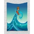 thumbnail image 1 of Kids Sports Tapestry, Surfing Baby Giant Waves of the Sea Hobby Boy Little Champion Print, Wall Hanging for Bedroom Living Room Dorm Decor, 40W X 60L Inches, Blue and Turquoise, by Ambesonne, 1 of 2