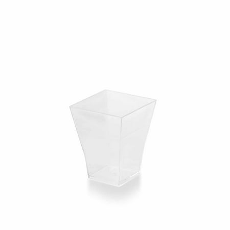 BalsaCircle Clear 24 pcs 2 oz Disposable Plastic Square Drink or Dessert Cups Glasses - Wedding Reception Buffet Catering Tableware