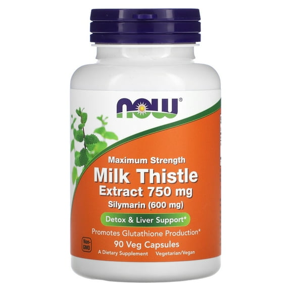 NOW Foods Milk Thistle Extract 750 mg Silymarin (600 mg), Maximum Strength - 90 Veg Capsules