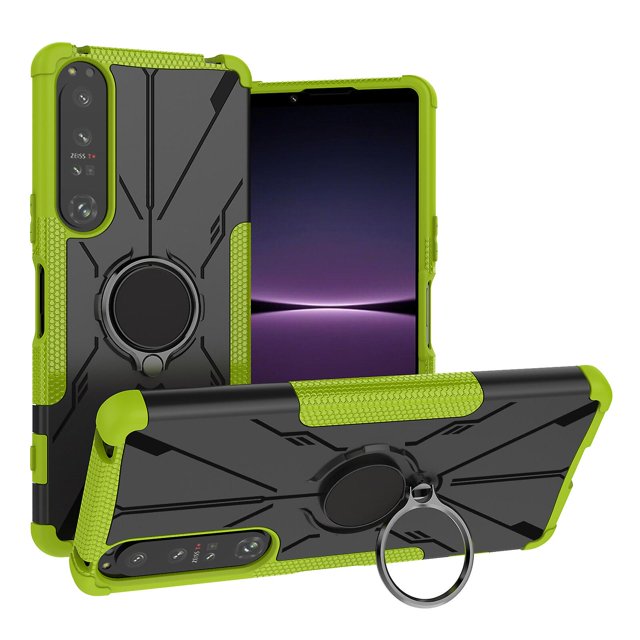 Estuche de armadura de estilo mecánico de alta calidad con soporte para anillo para Sony Xperia 1 Iv: colores intensos, fuerte fuerza magnética, resistente a los arañazos, antideslizante