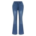 thumbnail image 4 of Women's High Waisted Light Wash Wide Leg Distressed Denim Jeans, 4 of 8