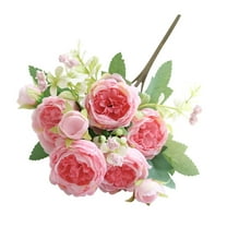 VINOIC 5 Stem Peony Rose Bouquet - Artificial Flower Bundles with Real Touch Petals, Wedding Centerpiece for Home Table Decor