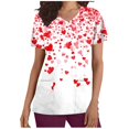thumbnail image 2 of VKOYWKM Womens Scrub Tops Valentine's Day Shirts Cute Love Heart Print Working Uniform Short Sleeve Casual V Neck Nurse Uniforms Holiday Nurse Scrubs with Pockets, 2 of 5