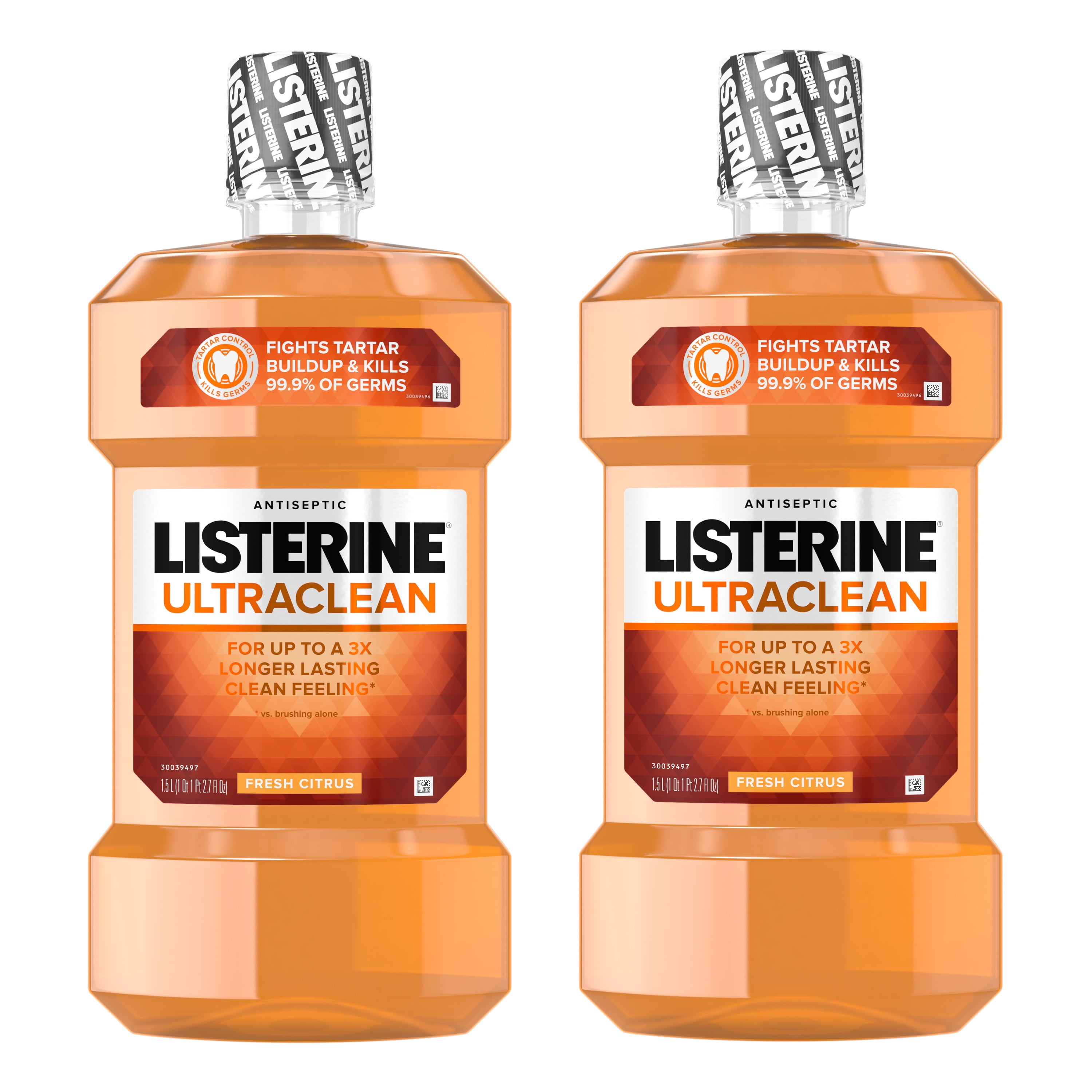 Listerine Ultraclean Fresh Citrus Antiseptic Mouthwash, 1.5 L (2 Pack
