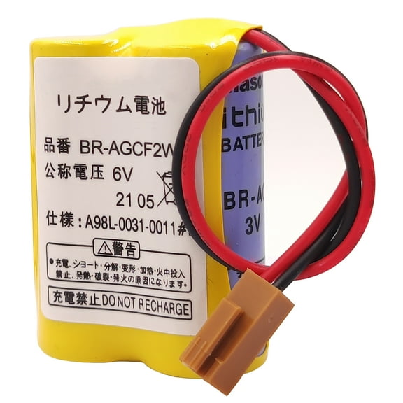 2200mAh 6V PLC A98L-0031-0011/ BR-AGCF2W Replacement Battery for FANUC Controls A98L-0031-0011 with Brown Plug