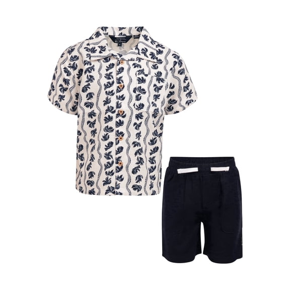 Ben Sherman Clothes Boys’ 2-Piece Rayon-Linen Cabana Short Outfit Set – Includes Short Sleeve Button-Down Shirt & Shorts, Comfortable Summer Clothing for Baby, Toddler & Big Boys Sizes (12M-14)