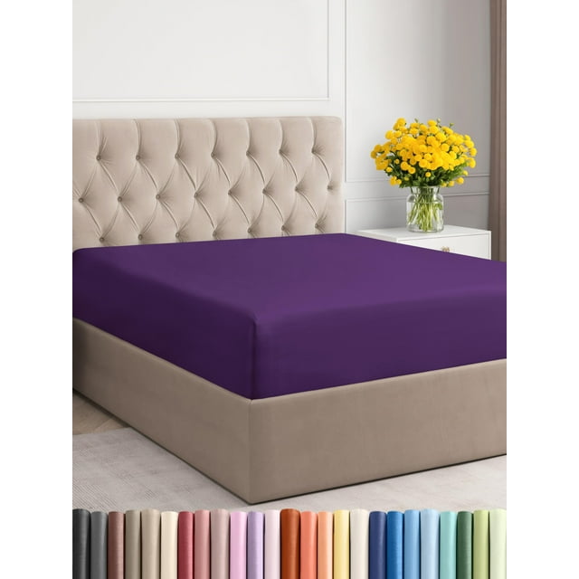 Sábana bajera ajustable CGK Unlimited, tamaño king, color morado