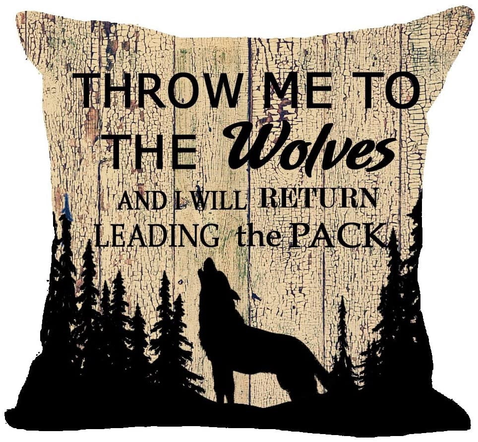 Housse de Coussin Décorative en Coton Lin Carré pour Canapé 18"X18 Pouces (Wolf))