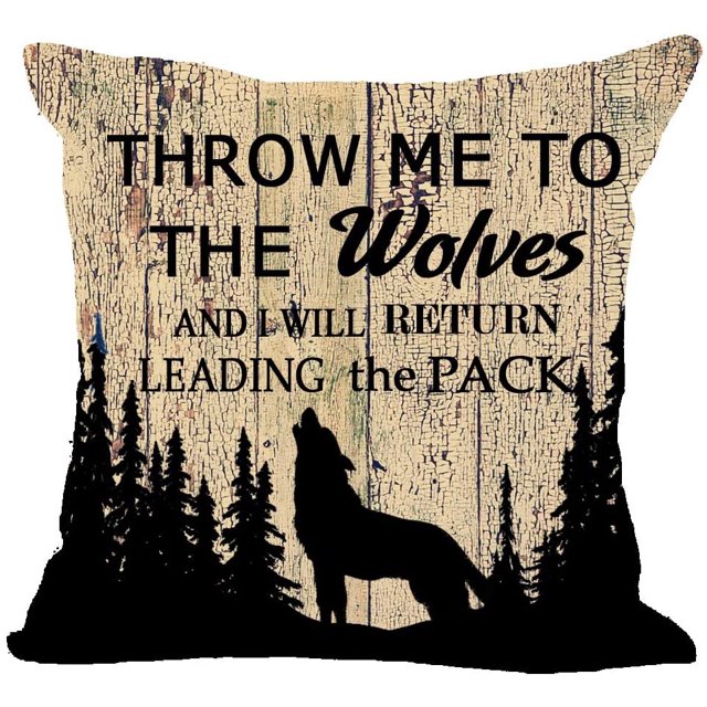 Housse de Coussin Décorative en Coton Lin Carré pour Canapé 18"X18 Pouces (Wolf))