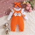 thumbnail image 2 of TOWED22 Baby Girl Clothes Romper Ruffled Long Sleeve Love Fall Winter Outfits with Bow Headband 0-18 Months,Orange,0-3 M, 2 of 6