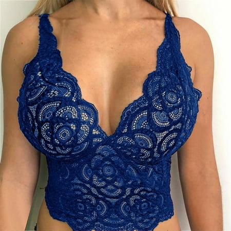

ClodeEU Women Lingerie Corset Lace Floral Bralette Bralet Bra Tank Cami Crop Underwear (Blue S)