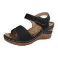 thumbnail image 4 of Rokment Orthopedic Platform Wedge High Heels Dress Sandals for Women 2026 Fashion Casual Leather Open Toe Arch Support Chunky Heeled Comfortable Beach Summer Shoes Black Size 8.5, 4 of 6