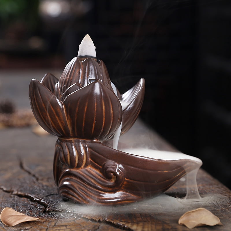 Incense Burner Waterfall Smoke, Indoor Waterfall Backflow Incense Holder, Aromatherapy Ornament, Backflow Incense Cones for Indoor Learning and Working Yoga