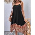 thumbnail image 6 of Women'S Boho Color Block Long Dress Hawaii Flowy Spaghetti Strap Dresses Black M, 6 of 9