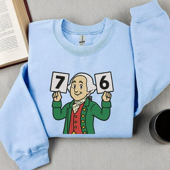 Embroidered 6 7 Six Seven Shirt, 6-7 7-6 George Washington Tee, Viral TikTok Funny Phrase, Ghostly Internet Joke, Scary Social Media Trend