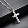 thumbnail image 4 of Rynsito Inspirational Bible Verse Cross Necklace for Men, Stainless Steel Plain Black Silver Cross Pendant Necklace for Men 20-24 Inches Curb Chain Faith Jewelry Gift, 4 of 6
