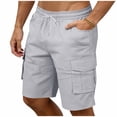 thumbnail image 2 of Amzcrzy Plus Size Shorts with Pockets Lightweight Knee Length Mens Cargo Shorts Solid Color Summer Athletic Shorts for Men Casual Stretch Drawstring Waist Hiking Shorts Gray 2XL, 2 of 9