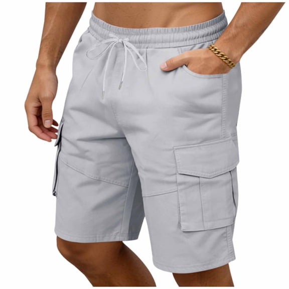 Men's Athletic Cargo Shorts 7"/9" Inseam Summer Workout Short Pants, Elastic Waistband Drawstring Quick Dry Outdoor Performance Hiking Work Shorts