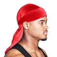 thumbnail image 2 of XIAOCHA Womens Stretch Durag Cap Solid Head Wrap Casual Street Cap,Red, 2 of 7