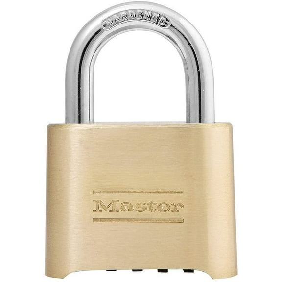 Master Lock Combination Padlock 175 Brass - 4 Dial, Gold - 4 Size, 2 in Shackle Length