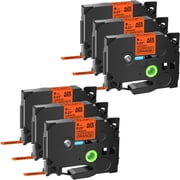 GREENCYCLE 6 Pack Compatible for Brother TZe-B11 TZ-B11 TZB11 TZeB11 TZe Tape 6mm 0.24'' Laminated Black on Fluorescent Orange Label Tapes Cassette use in Ptouch Labeler Label Maker 16.4ft 5m