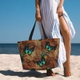 thumbnail image 6 of Gaeub Vintage Butterfly Green Print Beach Bag,Large Tote Bag,Waterproof Sandproof Women Tote Bag,Pool Bag with Zipper for Gym Grocery Travel, 6 of 7
