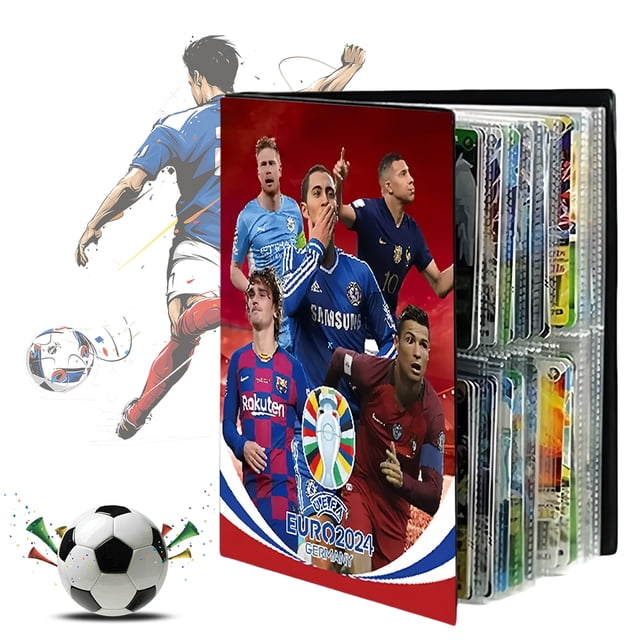 Libro Cartas Fútbol caja Jugador álbum Con 4 Bolsillos