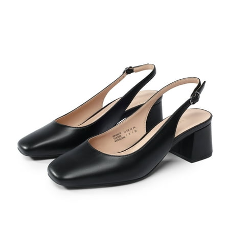 

BURUDANI Womens Slingback Low Chunky Heels Pumps Square Toe Block Dress Shoes