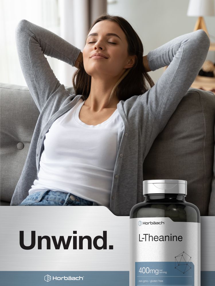 L Theanine 400mg | 400 Capsules | Max Size | by Horbaach