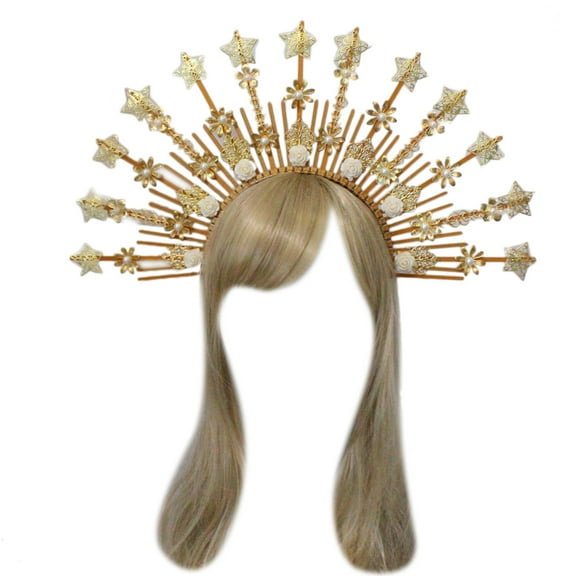 Headband Angel Crown Headband Bridal Tiaras Pearls Princess Headpiece Hair Hoop Tiaras