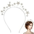 thumbnail image 2 of Star Halo Crown Crystal Headband Mary Alloy Rhinestone Pearls Bridal Hair Band Goddess Tiara Headpiece  for Women Wedding Engagement Costume Cosplay Party, 2 of 9