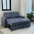 thumbnail image 4 of Modern Velvet Loveseat Sofa Couch, 3 in 1 Convertible Sleeper Sofa Bed, Gray, Fabric, Reclining Backrest, Pockets, Living Room Furniture, 4 of 9