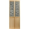 AWC 507 Lilies Glass Bifold Door Unfinished Pine 36" x 80"