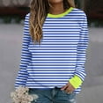 thumbnail image 2 of hxobax Women's Striped Sweatshirts Colorblock Crewneck Long Sleeve Pullover Tops Tunic Raglan Shirts, 2 of 5