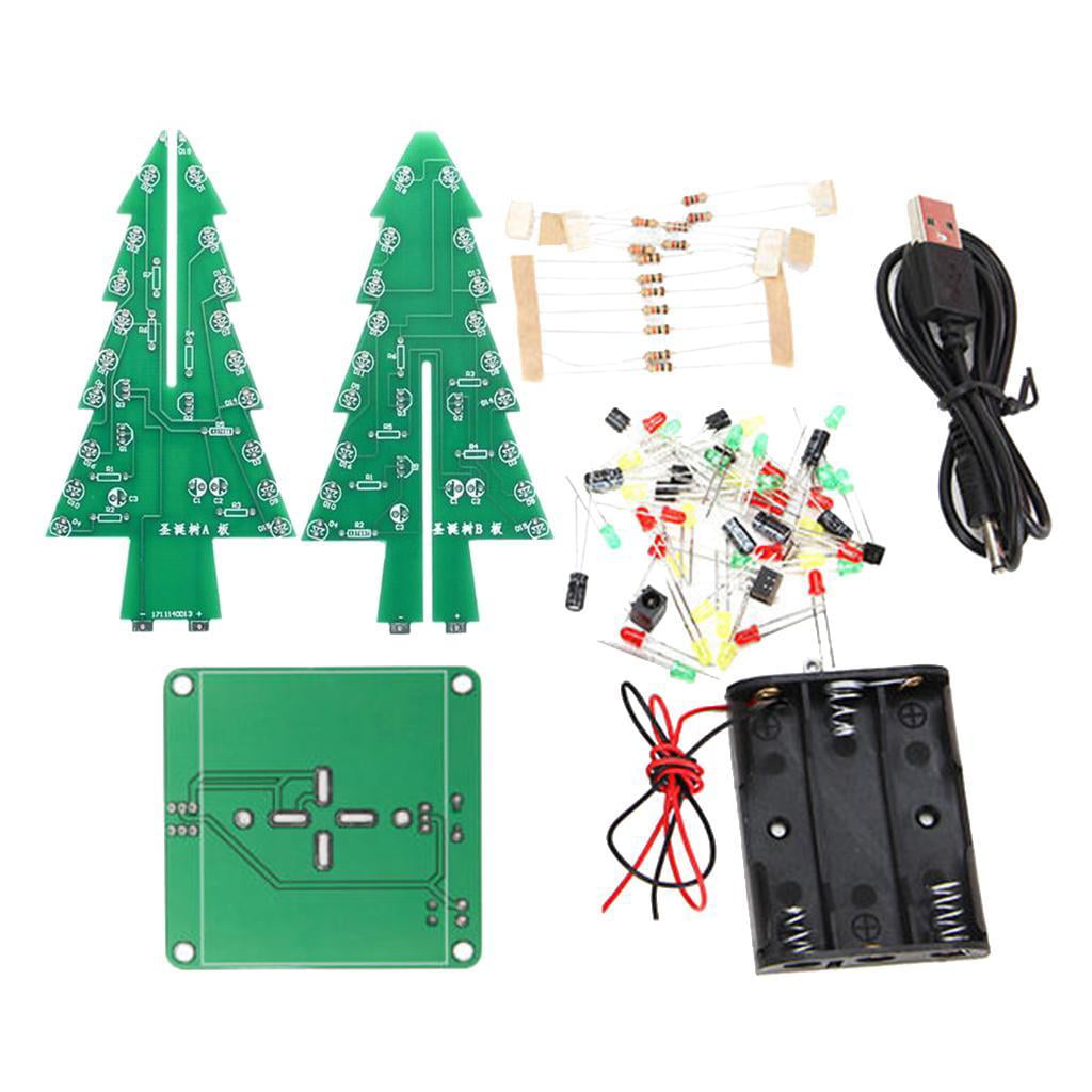 3D Christmas Tree LED 7 Color Colorful Flash Circuit LED Flashing Light DIY Kit 