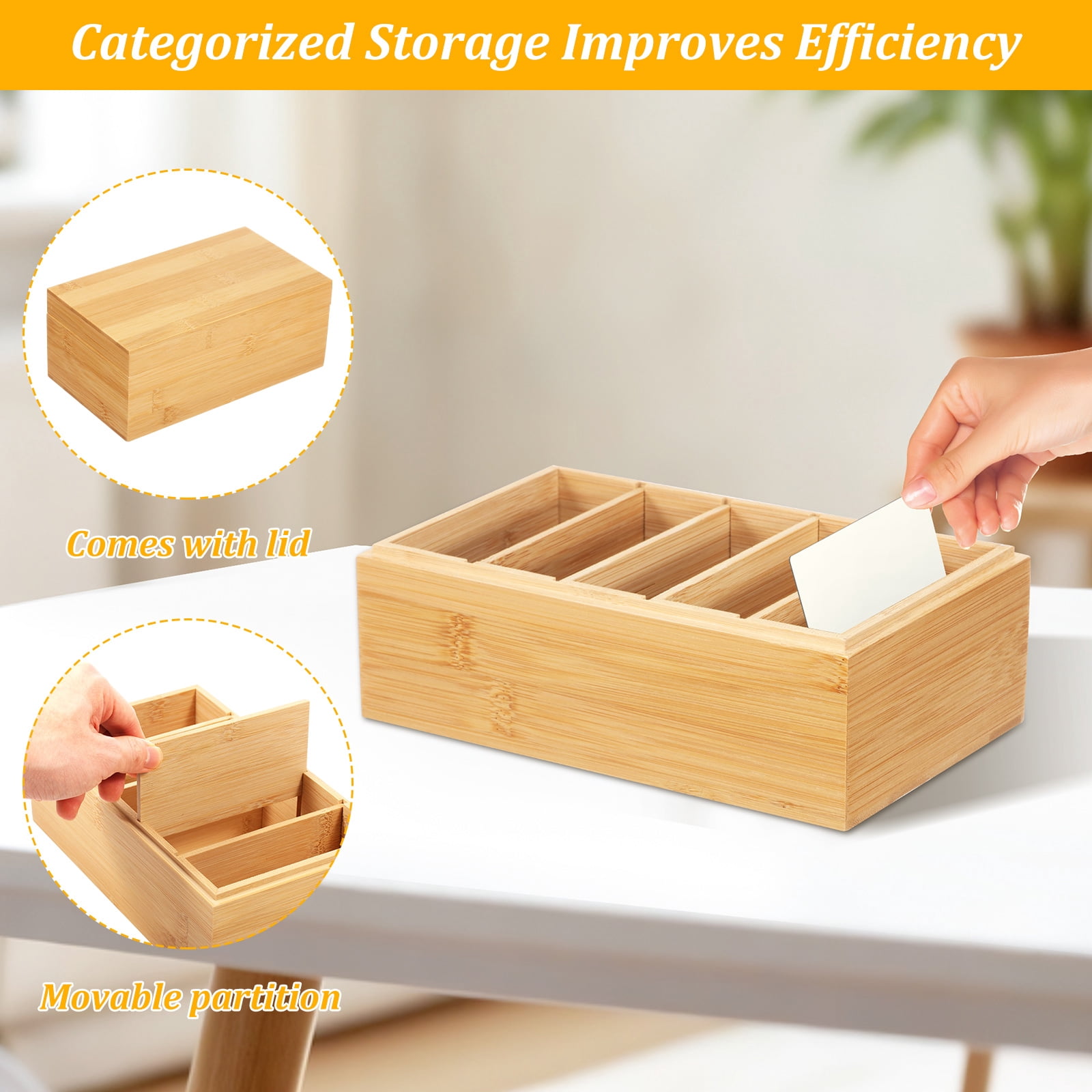 3 x 5in Index Card Holder Set Wood Recipe Box Organizer Index Card Organizer Adjustable Divider Without or With 300 Note Paper for Office Business Home