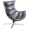 thumbnail image 1 of Chaise Cocoon pivotante en cuir gris, 1 of 5