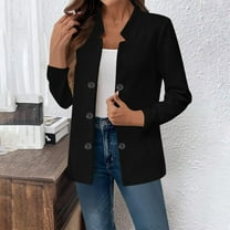 Bxsruta Coat for Women, Women's Tailored Button Up Casual Shirt Jacket, Long Sleeve Collared Outerwear for Everyday Style