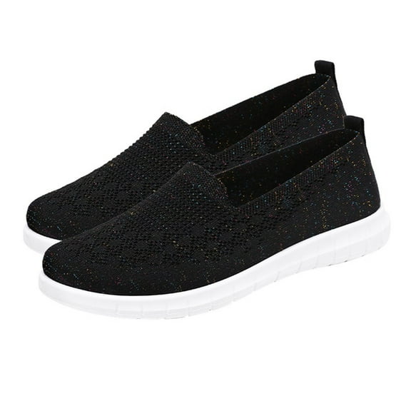 GEZHEN Women's Summer Soft Comfortable And Breathable Mesh Shallow Woven Casual Shoes Knit Shoes Non Slip Low Top Platform Shoes