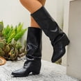 thumbnail image 4 of Fnooota Women's Knee High Boots, PU Non Slip Pointed Toe Pull On Fall Winter Shoes Black Size 6, 4 of 8
