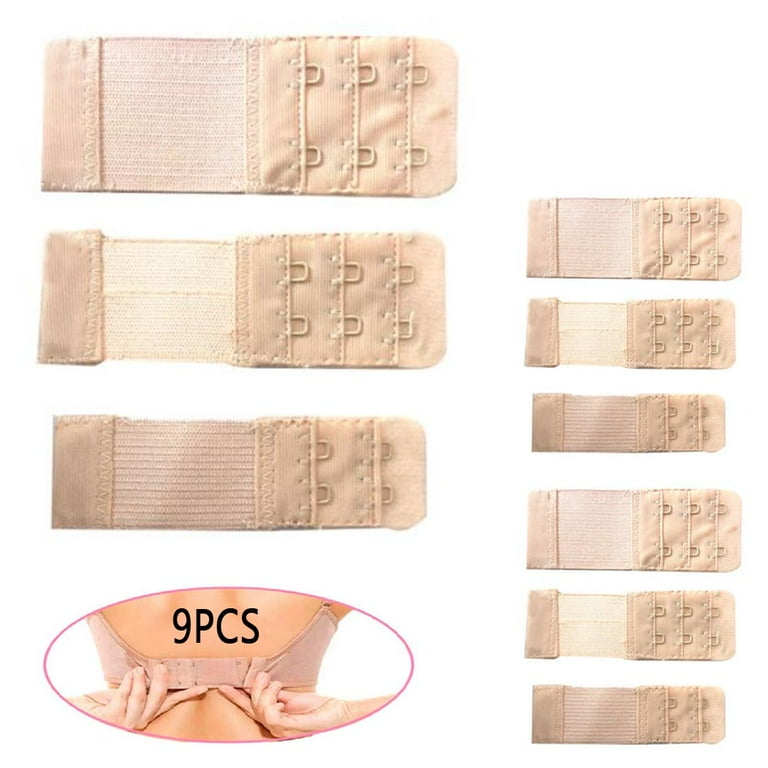 9PCS Womens Bra Extender Set Strap Extension 2/3 Hooks Beige Elastic  Comfortable 