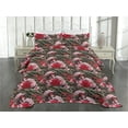 thumbnail image 2 of Ambesonne Meadow Quilted Bedspread Set 3 Pcs, Leaves Greenery Flowers Boho, Twin, Pastel Pink and Dark Pink, 2 of 4