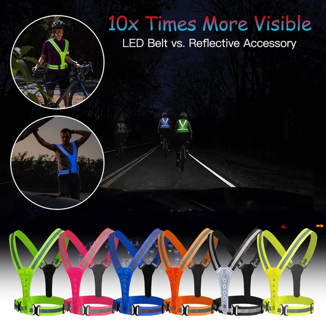 Limited Offer,LED Reflective Vest LED Vest High Visibility And Retractable Waist Shoulder Suitable For Running Cycling Walking Motorcycle,PENDANE,Blue