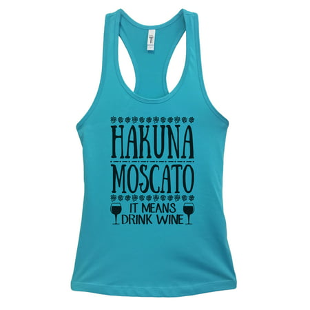 Womens Drinking Party Tank Top “Hakuna Moscato It Means Drink Wine” Funny Threadz XX-Large, Sky