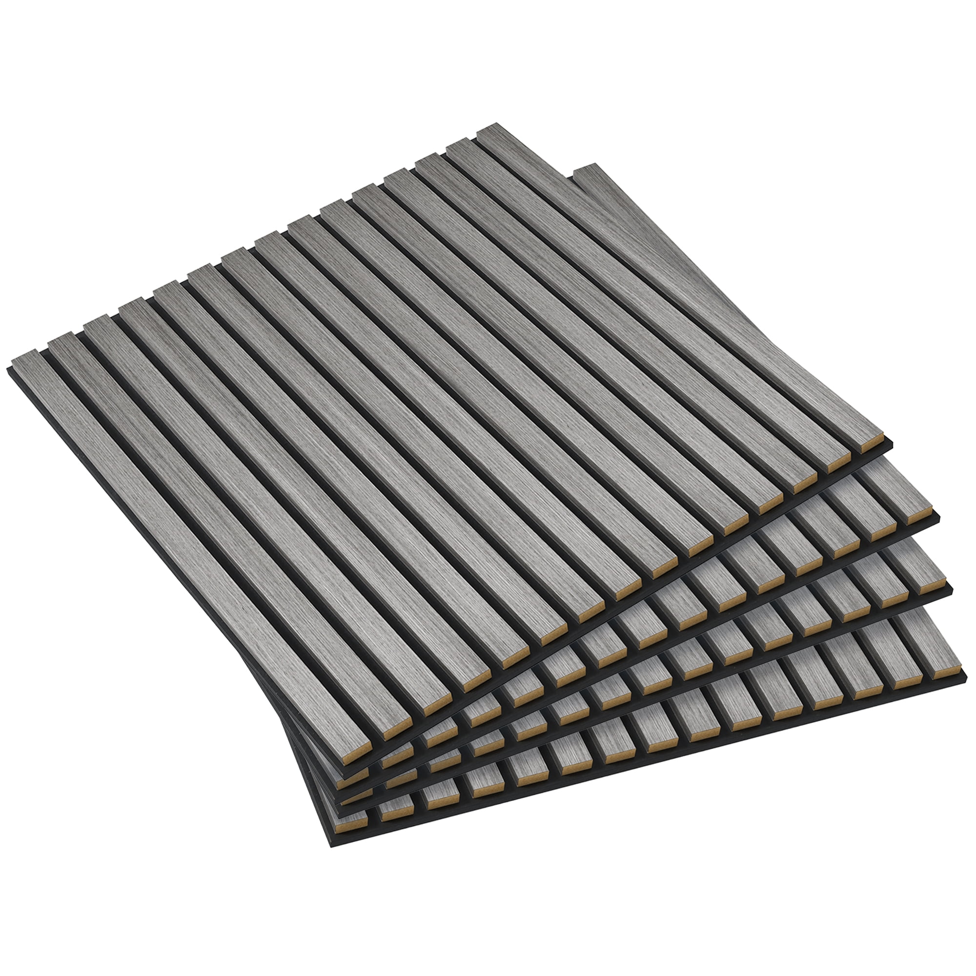 HOMCOM 24" x 24" 4 Pack Wood Wall Panels for Sound Absorbing, Acoustic Wood Panels for Interior Wall Decor, Ceiling, Gray