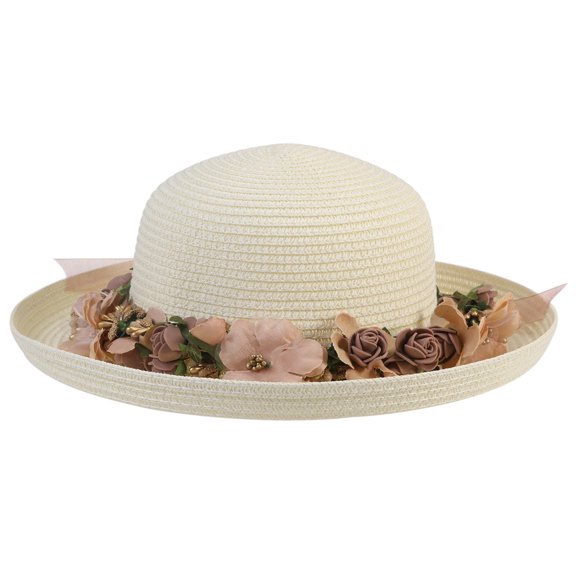 TEHAUX White Straw Beach Hat for Women with Crochet Durable Design Lightweight Comfort and Style
