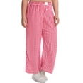 thumbnail image 5 of Cueply Women's Plus Size Cotton Woven Plaid Wide Leg Pants with Pockets Elastic Waist Casual Lounge Pants, 5 of 8