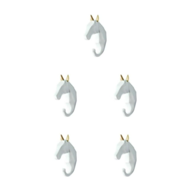 maskred Animal Head Coat Hook Easy Installation And Wide Application For In Organizing White gold (horse) 5Set