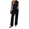 thumbnail image 3 of Conjuntos de 2 Piezas para Mujer, Chaleco, Cuello Redondo, Sin Mangas, Conjuntos Casuales, Pantalones de Pierna , Trajes. Negro XL, 3 of 9